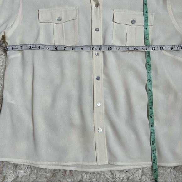 Amaranto Ivory Button Down Long Sleeve Women’s Blouse - Picture 15 of 15